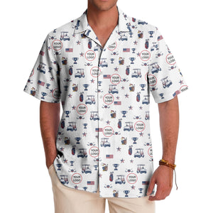 illustrated golf cart trophy flag hawaiian shirt for men