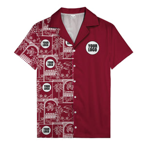 Illustrated Midnight Black Tropical Palm Tree Turtle Dolphin Hawaiian Shirt For Men