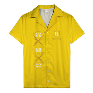 infinity symbol & shield crest black gold hawaiian shirt for men