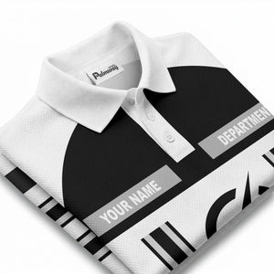 lightning bolt emblem & stripes corporate polo shirt
