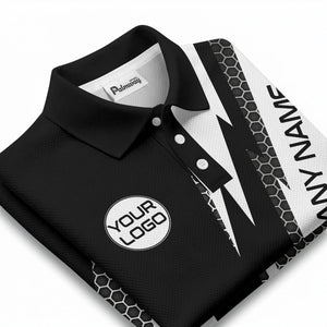 lightning bolt hexagon geometric polo shirt for modern golf