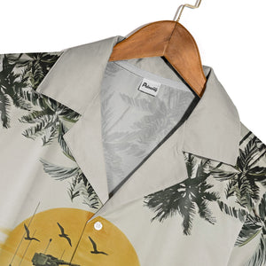 Military Armored Vehicle Tropical Hawaiian Shirt – Sunset & Palm Trees