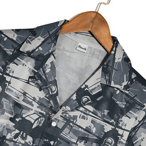 Military Attack Helicopter Gray Camo Hawaiian Shirt – Tactical Aviation