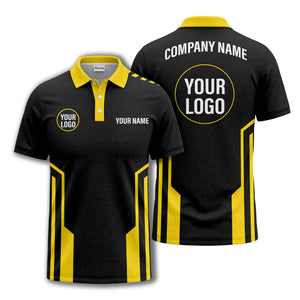 modern black white geometric stripes custom logo polo shirt