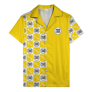 monochrome checkerboard custom logo repeat hawaiian shirt for men