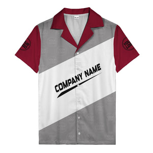 monochrome diagonal stripes & custom logo company name hawaiian shirt