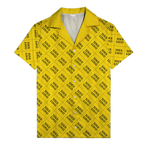 monochrome diamond grid custom logo repeat hawaiian shirt for men