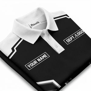 monochrome geometric lines custom name logo polo shirt for departments