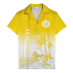 monochrome island scene palm trees & beach chair hawaiian shirt
