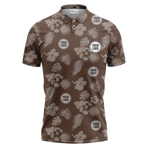 illustrated monochrome tropical flowers and leaves polo shirt for men