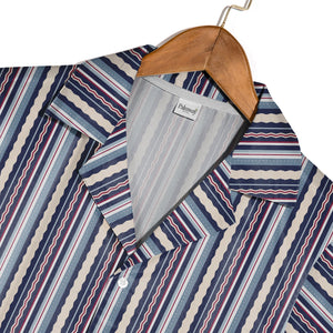 Nautical Vertical Stripe Hawaiian Shirt Preppy Classic Style