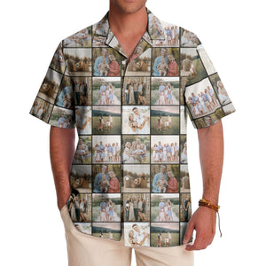 nostalgic family photo collage hawaiian shirt for men