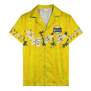 orchid & bamboo photoreal black hawaiian shirt