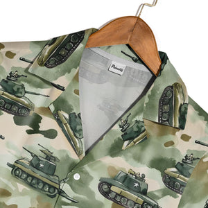 Patriotic Army Tank & Soldiers Hawaiian Shirt – Camo Military Design