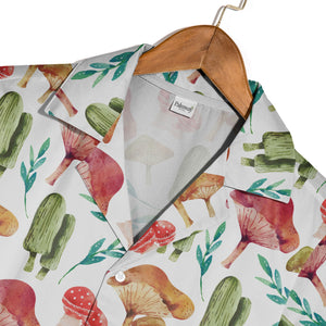 Psychedelic Pastel Mushroom Hawaiian Shirt on Black Background