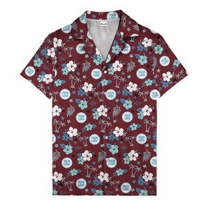 Purple Palm Blooms & Teal Leaf Hawaiian Shirt For Men