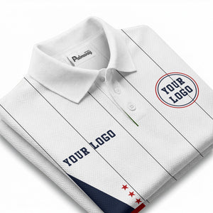 red stars & navy stripes custom logo golf performance polo shirt