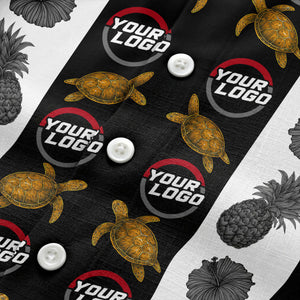 sea turtles & pineapple hibiscus striped hawaiian shirt