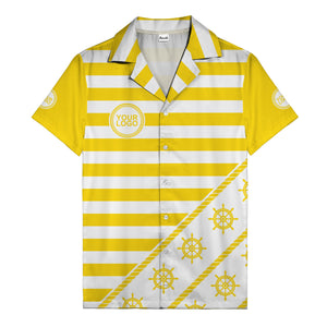 ship wheel and rope striped nautical maritime hawaiian shirt