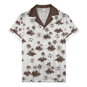 soccer balls & palm trees island repeat black white hawaiian shirt