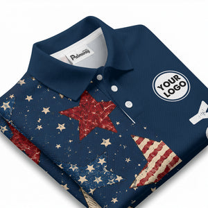 stars & stripes texas map patriotic polo shirt in navy blue