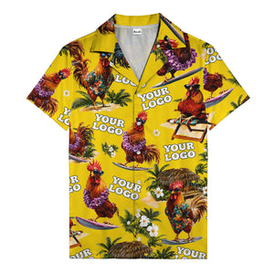 surfing roosters riding waves aloha hawaiian shirt with surfboards