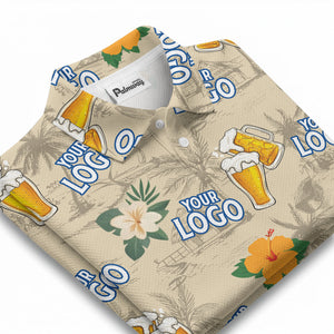 tropical beer & palm tree polo shirt | fun all-over print for summer parties