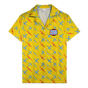 vintage airplane repeat pattern hawaiian shirt for aviation fans