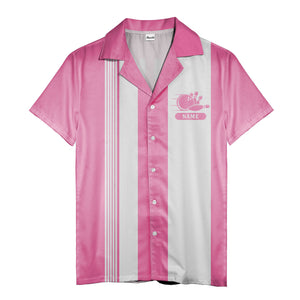 vintage bowling team hawaiian shirt, retro geometric & striped aloha button down shirt