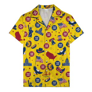 vintage cartoon statue of liberty & eagles patriotic hawaiian shirt