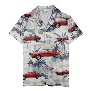 watercolor flamingo paradise hawaiian shirt, tropical scenic aloha button down shirt