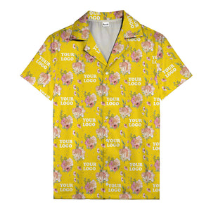 watercolor floral d20 dice hawaiian shirt with custom logo space