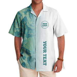 watercolor rose petal vertical name personalized teal hawaiian shirt