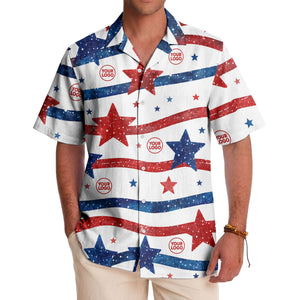watercolor stars & stripes american flag hawaiian shirt for men