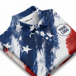 watercolor stars & stripes diagonal splash polo shirt for men