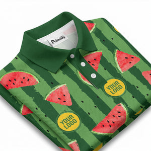 watercolor watermelon slice & yellow logo circle polo shirt for men