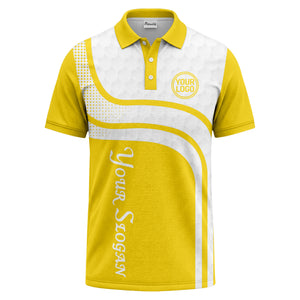 wave hexagon graphic golf polo shirt with custom logo