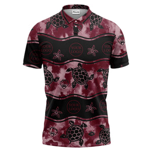 wavy band sea turtles starfish monochrome polo shirt for men