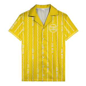wavy line personalized hawaiian shirt with custom text & logo