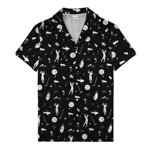 Whimsical Golfers Palm Wave Hawaiian Shirt Aloha Button Down Shirt