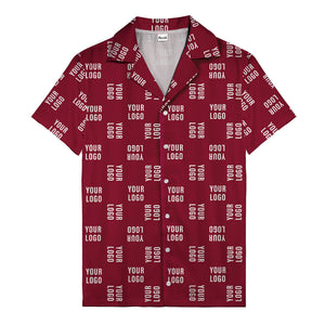 your logo repeat white on black modern graphic hawaiian shirt