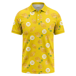 zesty lemon slices & leaf motif playful summer polo shirt