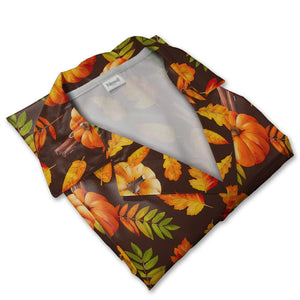 Autumn Harvest Pumpkin Hawaiian Shirt with Cinnamon on Brown