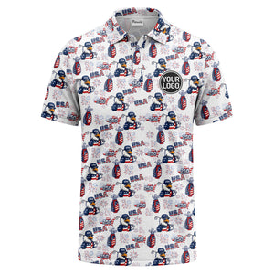 bald eagles golf bags fireworks patriotic polo shirt for men