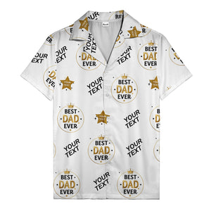 best dad ever gold crown circle repeat pattern hawaiian shirt for men