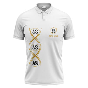 black gold infinity spiral shield team name graphic polo shirt for men