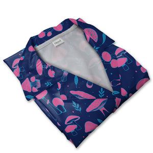 Black Psychedelic Neon Mushroom Hawaiian Shirt with Vibrant Trippy Colors