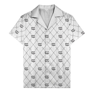 black & white quilted diamond custom logo hawaiian shirt