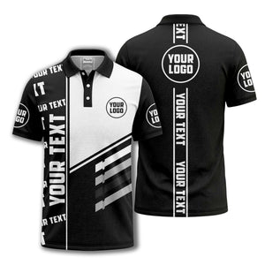 bold geometric stripes & custom text placeholder modern polo shirt
