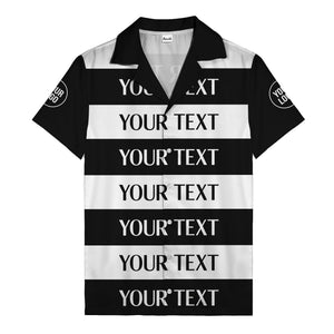 bold horizontal stripes customizable text hawaiian shirt for men